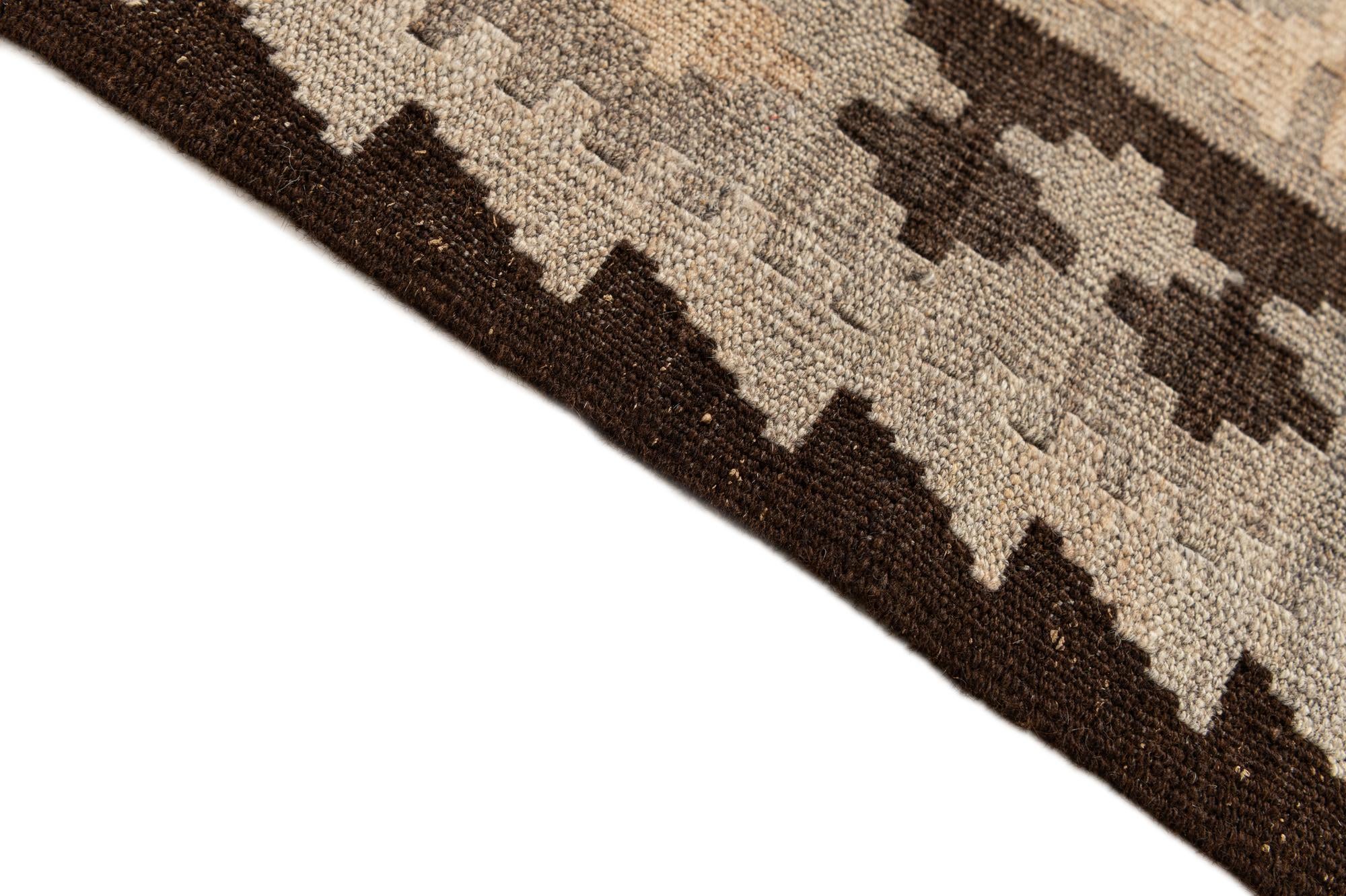 5' 1 x 6' 7 Hand Woven Kilim Maymana Wool Rug