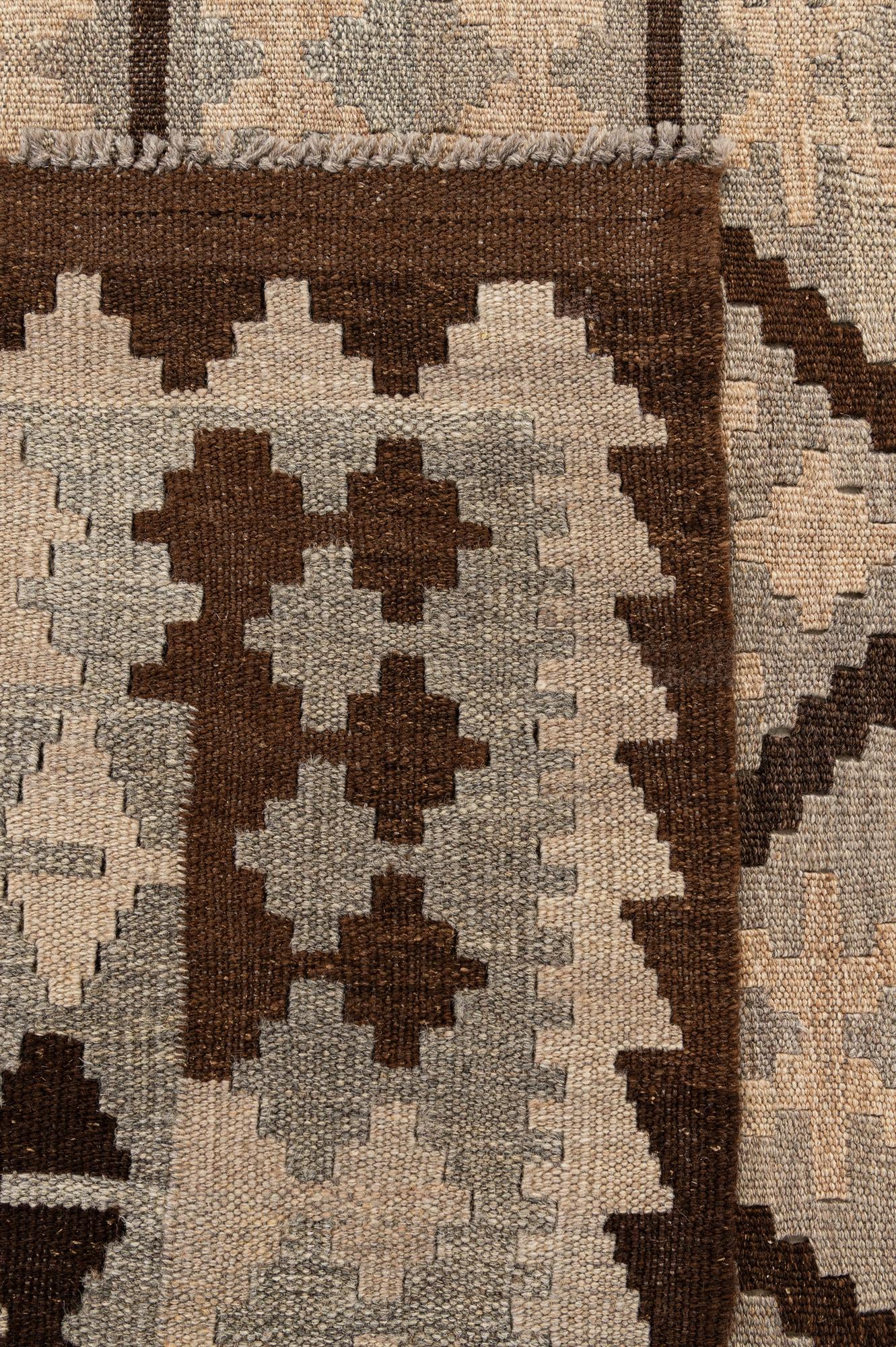 5' 1 x 6' 7 Hand Woven Kilim Maymana Wool Rug