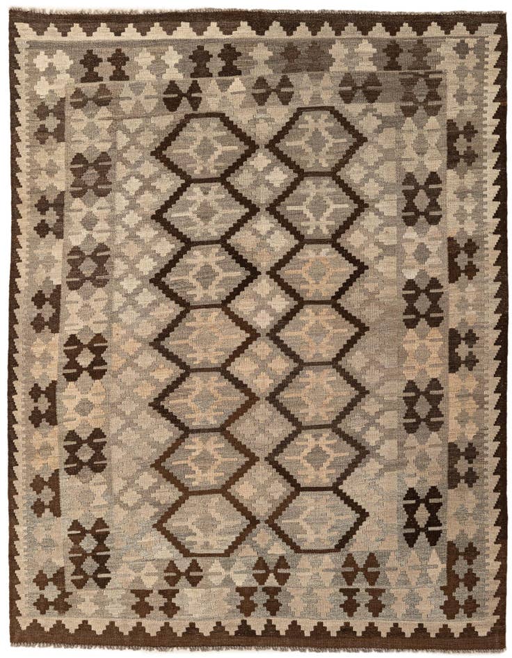 Detail image of 5' 1 x 6' 7 Hand Woven Kilim Maymana Wool Rug