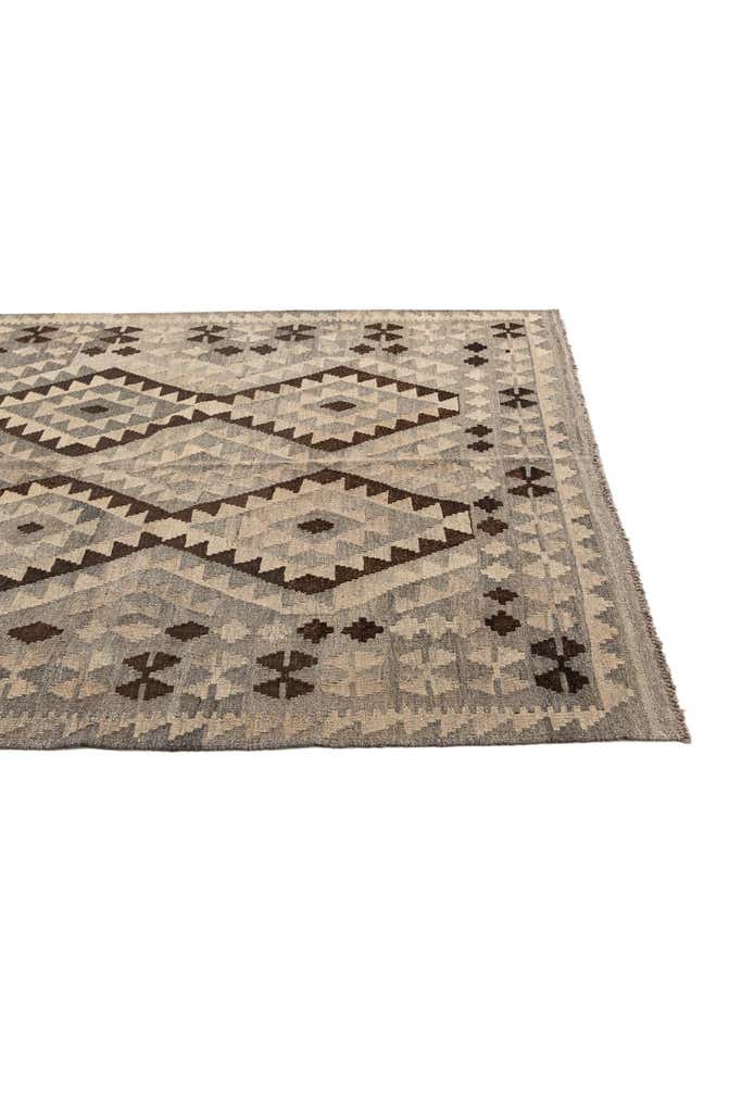 5' 2 x 6' 5 Hand Woven Kilim Maymana Wool Rug