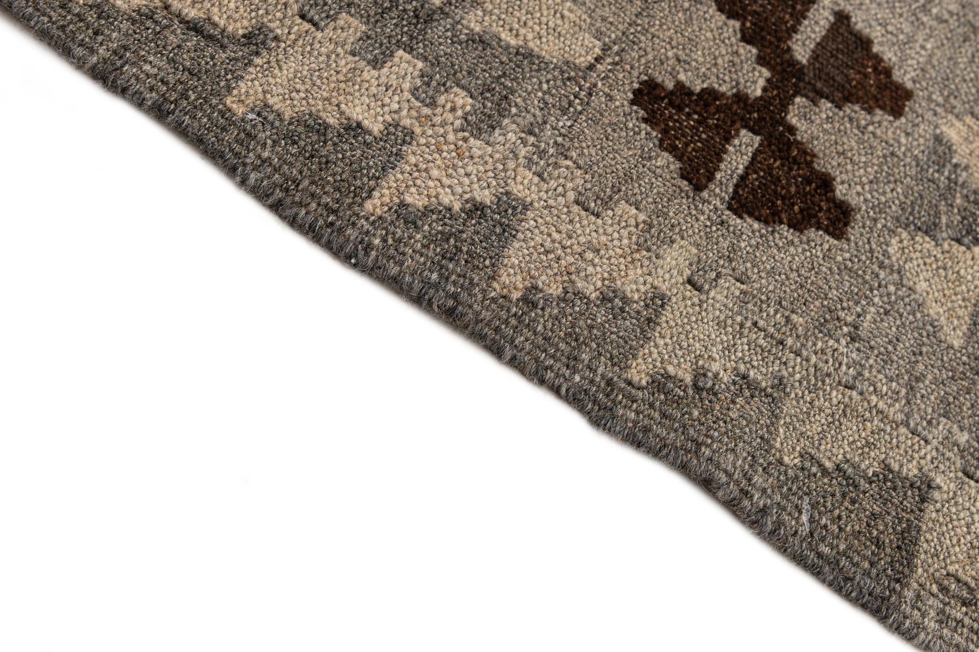 5' 2 x 6' 5 Hand Woven Kilim Maymana Wool Rug