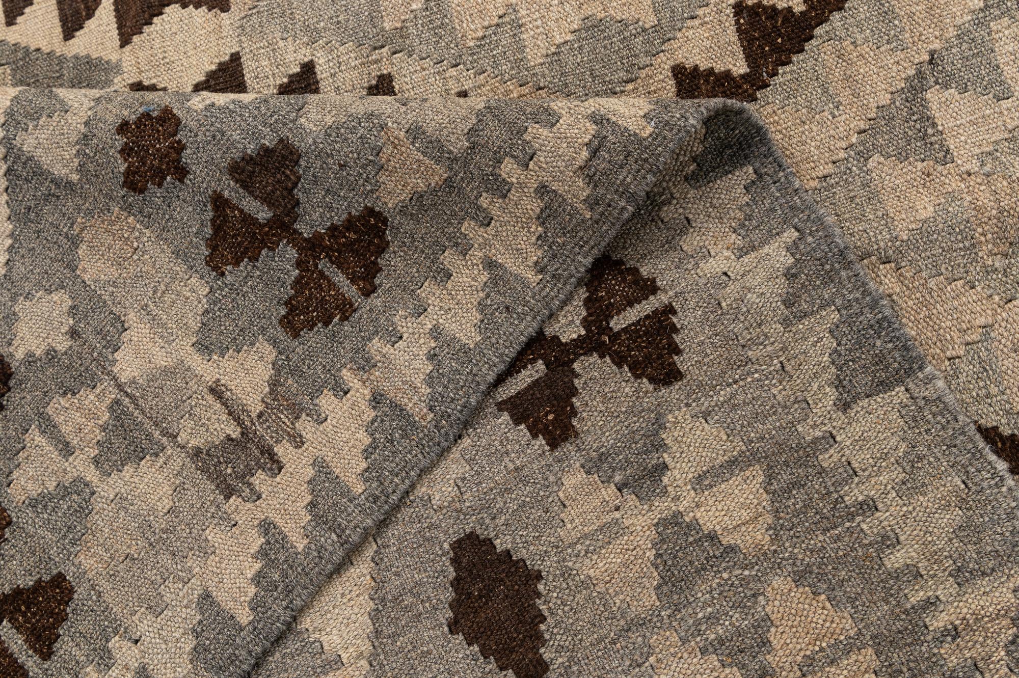 5' 2 x 6' 5 Hand Woven Kilim Maymana Wool Rug