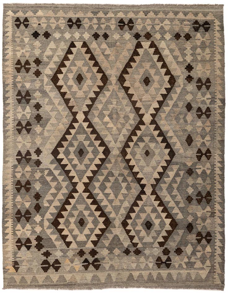 Detail image of 5' 2 x 6' 5 Hand Woven Kilim Maymana Wool Rug