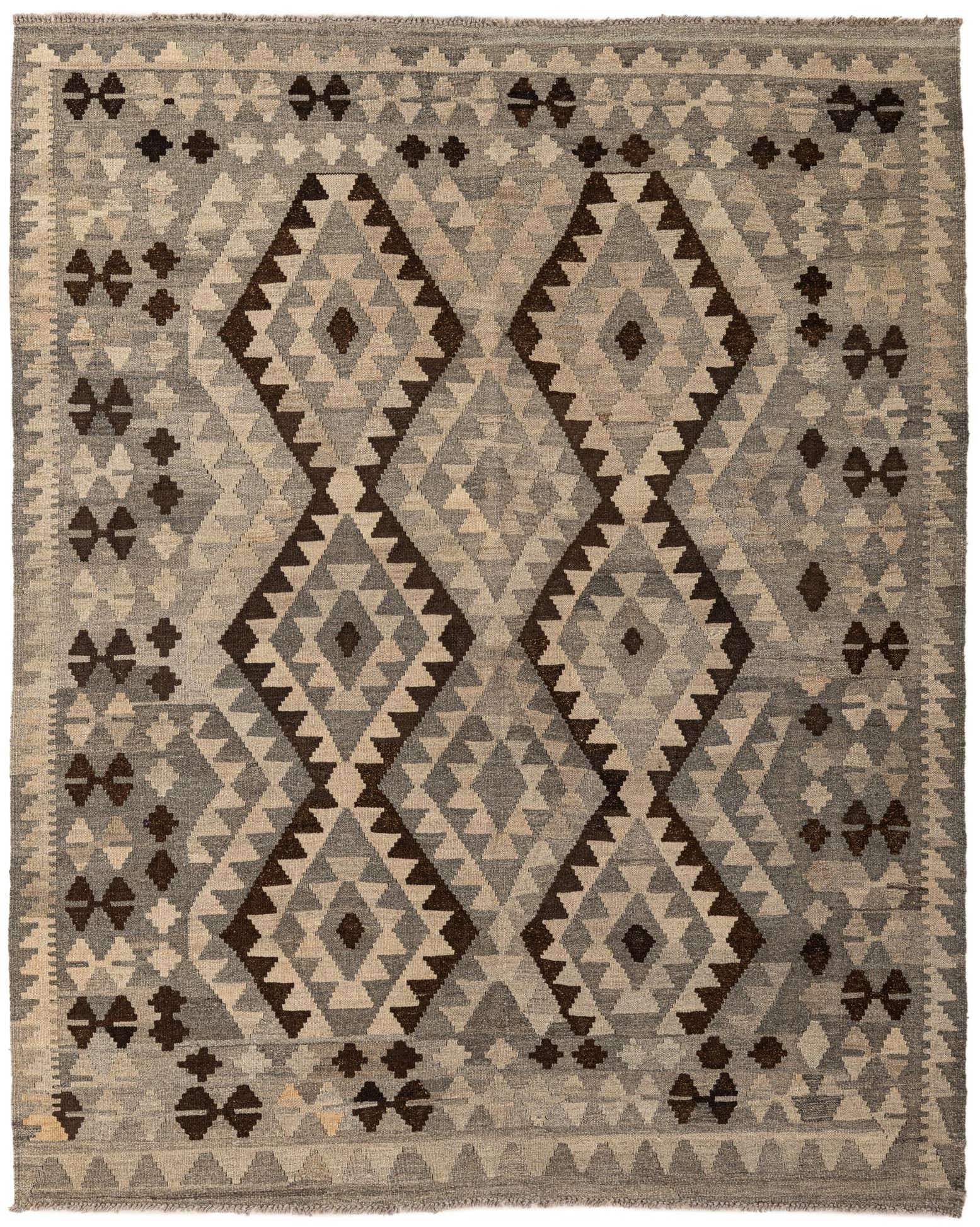 5' 2 x 6' 5 Hand Woven Kilim Maymana Wool Rug