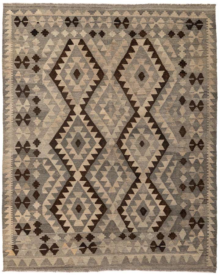 5' 2 x 6' 5 Hand Woven Kilim Maymana Wool Rug
