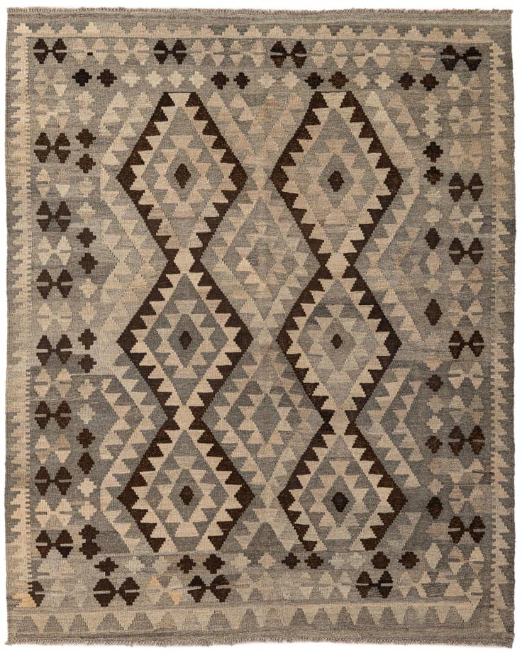 Detail image of 5' 2 x 6' 5 Hand Woven Kilim Maymana Wool Rug