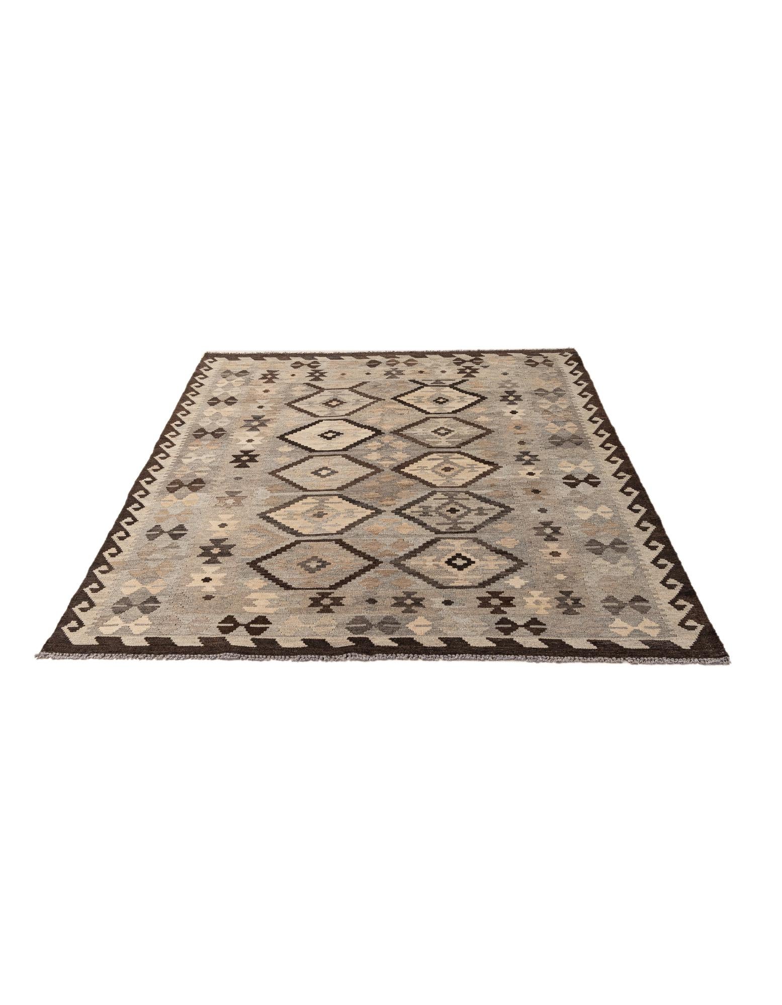 5' x 6' 7 Hand Woven Kilim Maymana Wool Rug