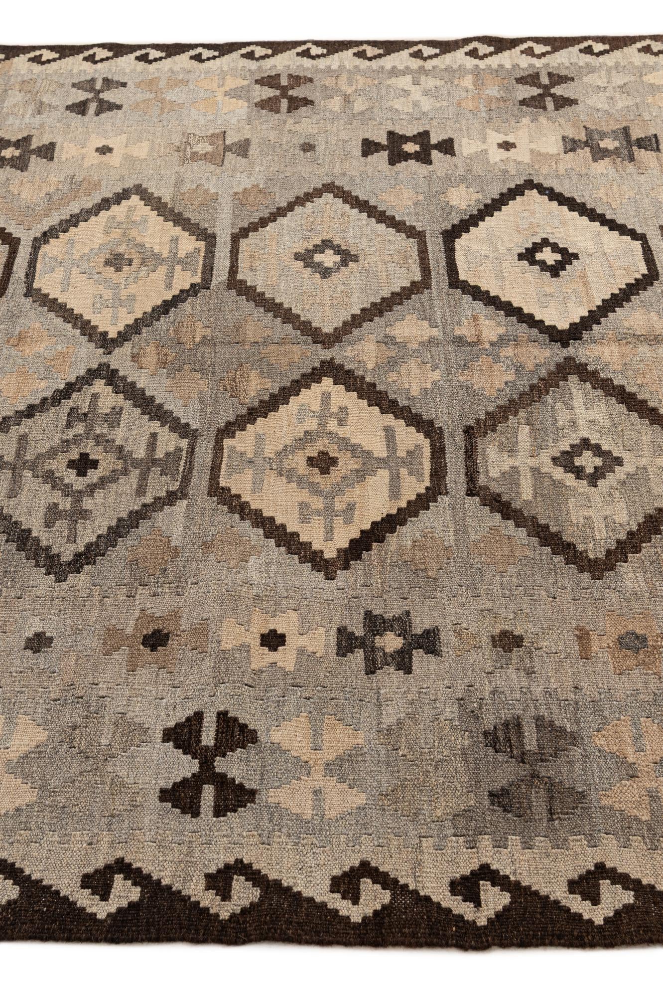 5' x 6' 7 Hand Woven Kilim Maymana Wool Rug