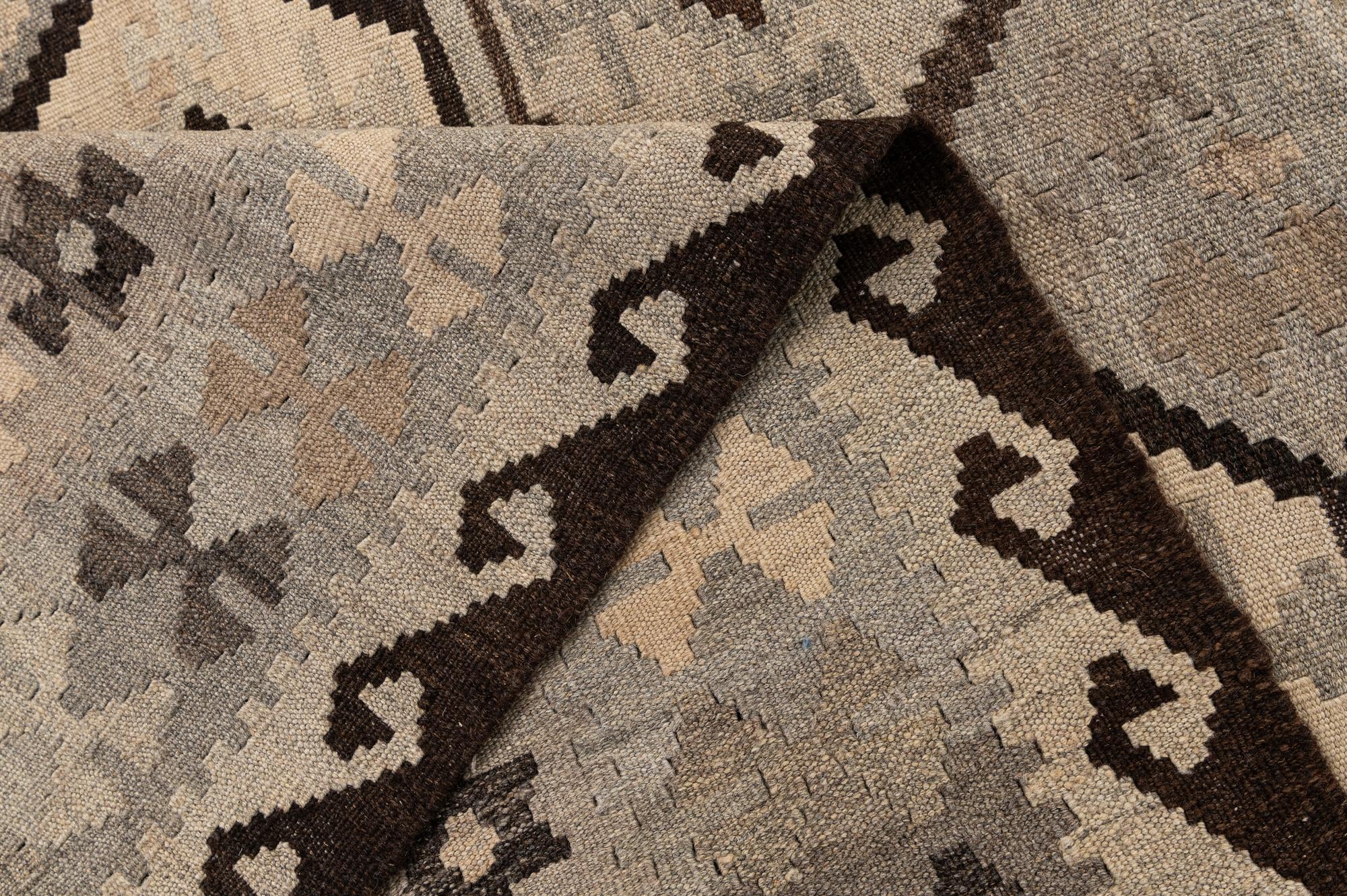 5' x 6' 7 Hand Woven Kilim Maymana Wool Rug