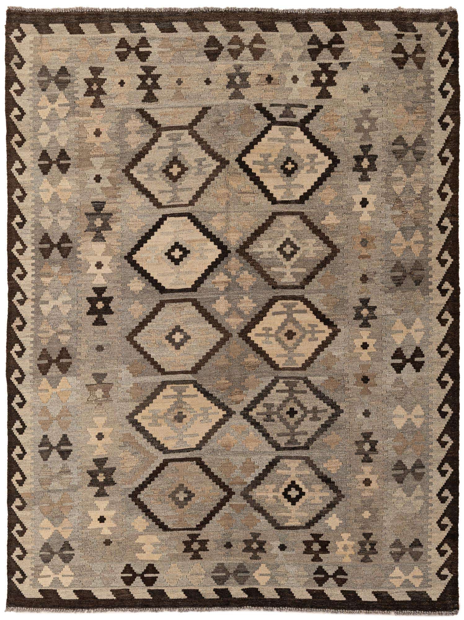 5' x 6' 7 Hand Woven Kilim Maymana Wool Rug