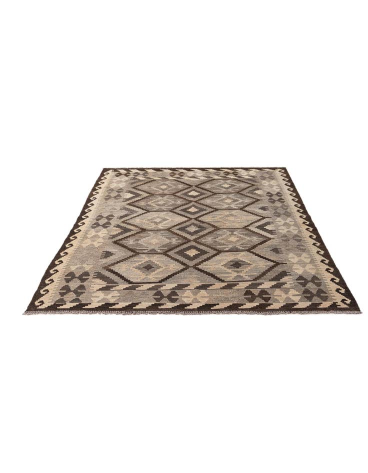 Detail image of 5' 1 x 6' 6 Hand Woven Kilim Maymana Wool Rug