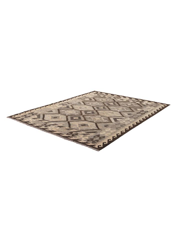 Detail image of 5' 1 x 6' 6 Hand Woven Kilim Maymana Wool Rug