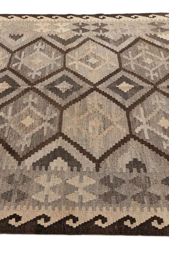 5' 1 x 6' 6 Hand Woven Kilim Maymana Wool Rug