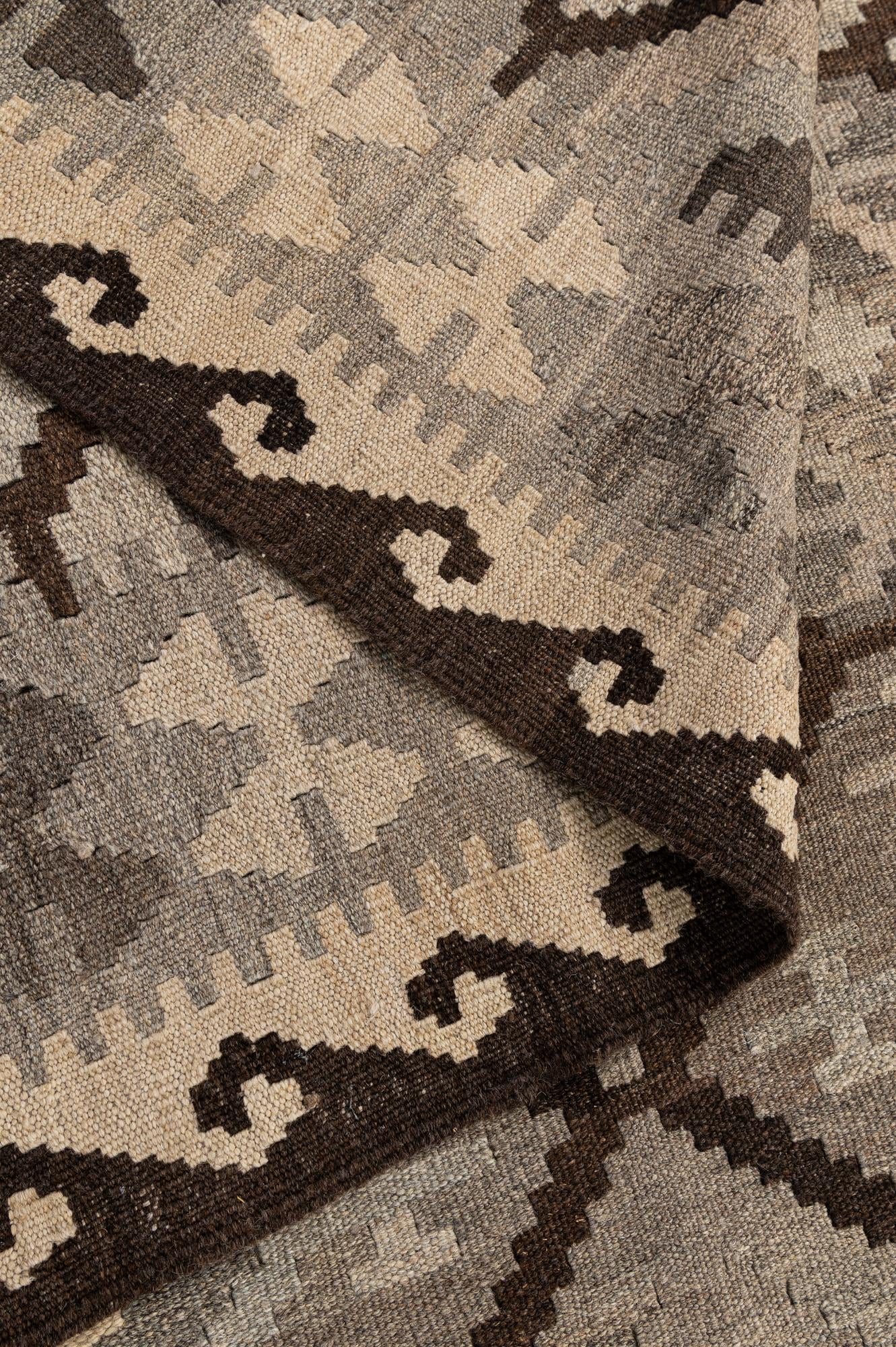 5' 1 x 6' 6 Hand Woven Kilim Maymana Wool Rug