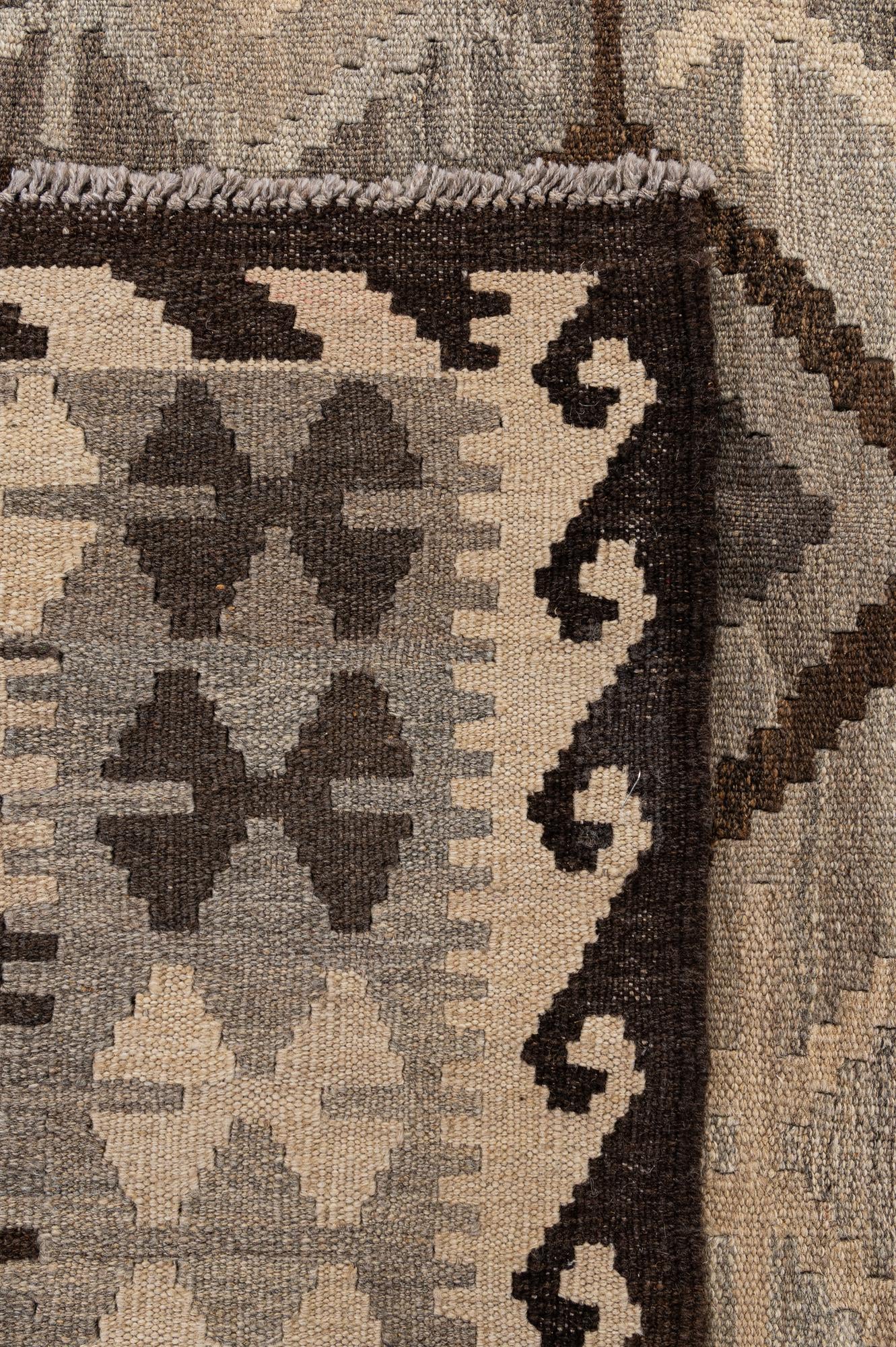 5' 1 x 6' 6 Hand Woven Kilim Maymana Wool Rug