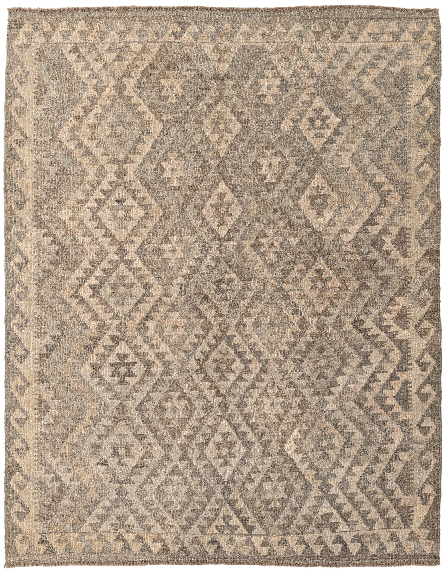 5' 3 x 6' 7 Hand Woven Kilim Maymana Wool Rug