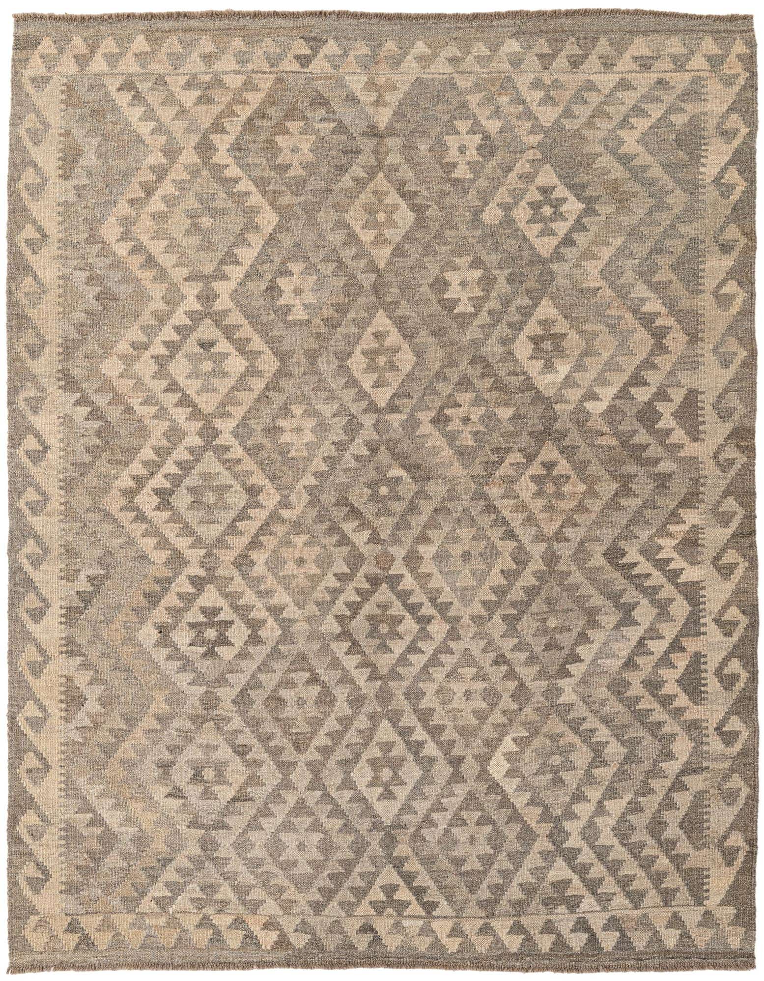 5' 3 x 6' 7 Hand Woven Kilim Maymana Wool Rug