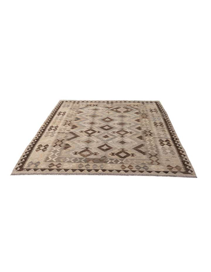 5' 4 x 6' 5 Hand Woven Kilim Maymana Wool Rug