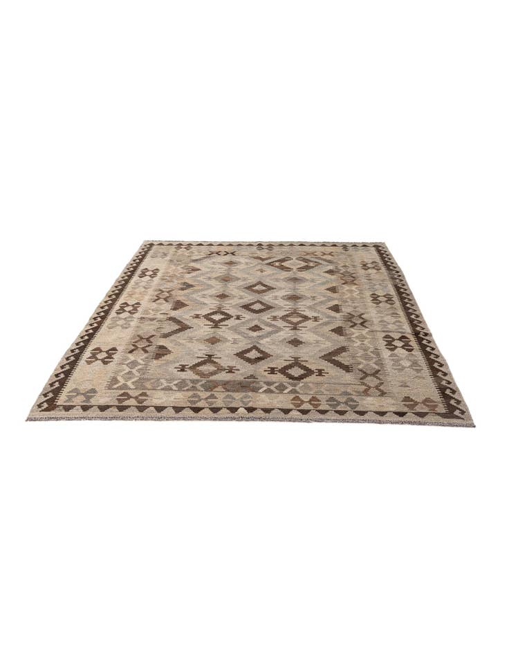 Detail image of 5' 4 x 6' 5 Hand Woven Kilim Maymana Wool Rug