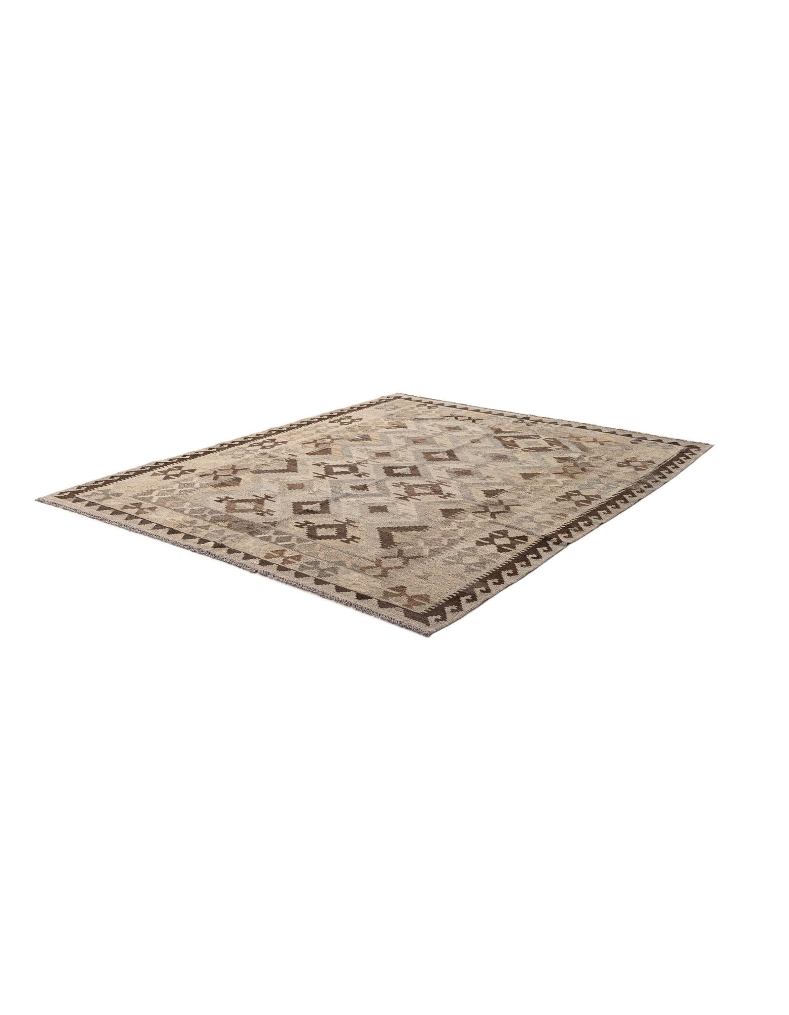 5' 4 x 6' 5 Hand Woven Kilim Maymana Wool Rug
