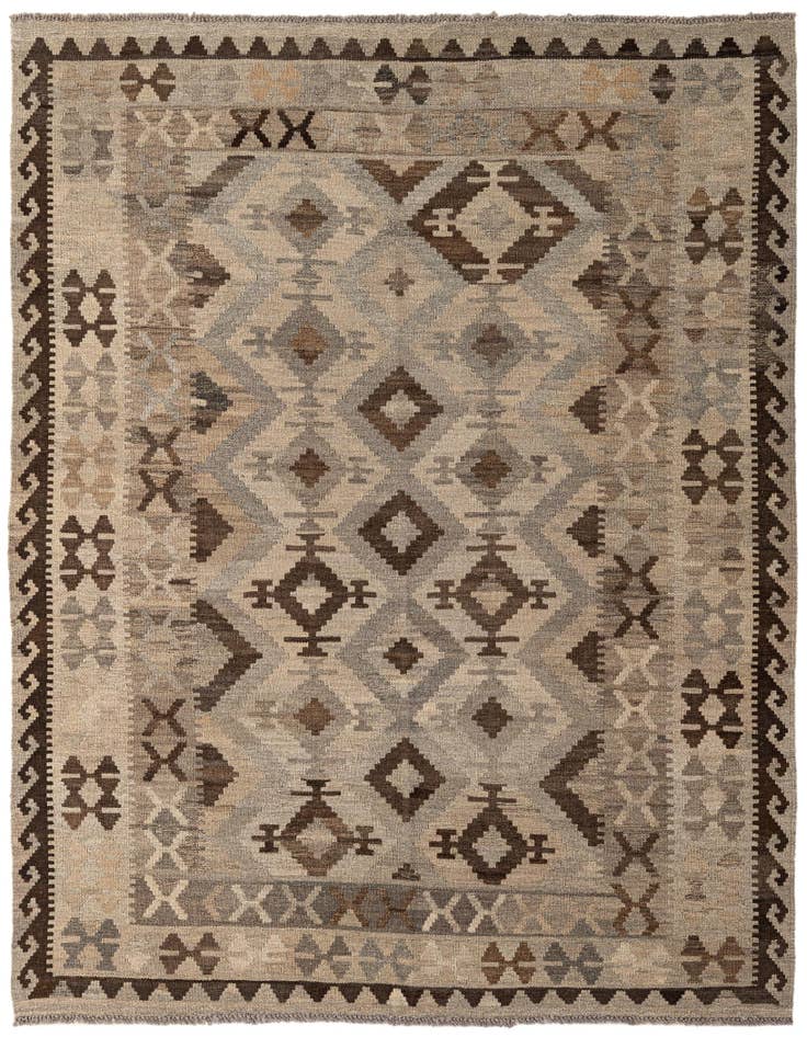 Detail image of 5' 4 x 6' 5 Hand Woven Kilim Maymana Wool Rug