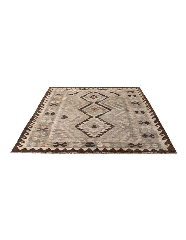5' 2 x 6' 7 Hand Woven Kilim Maymana Wool Rug