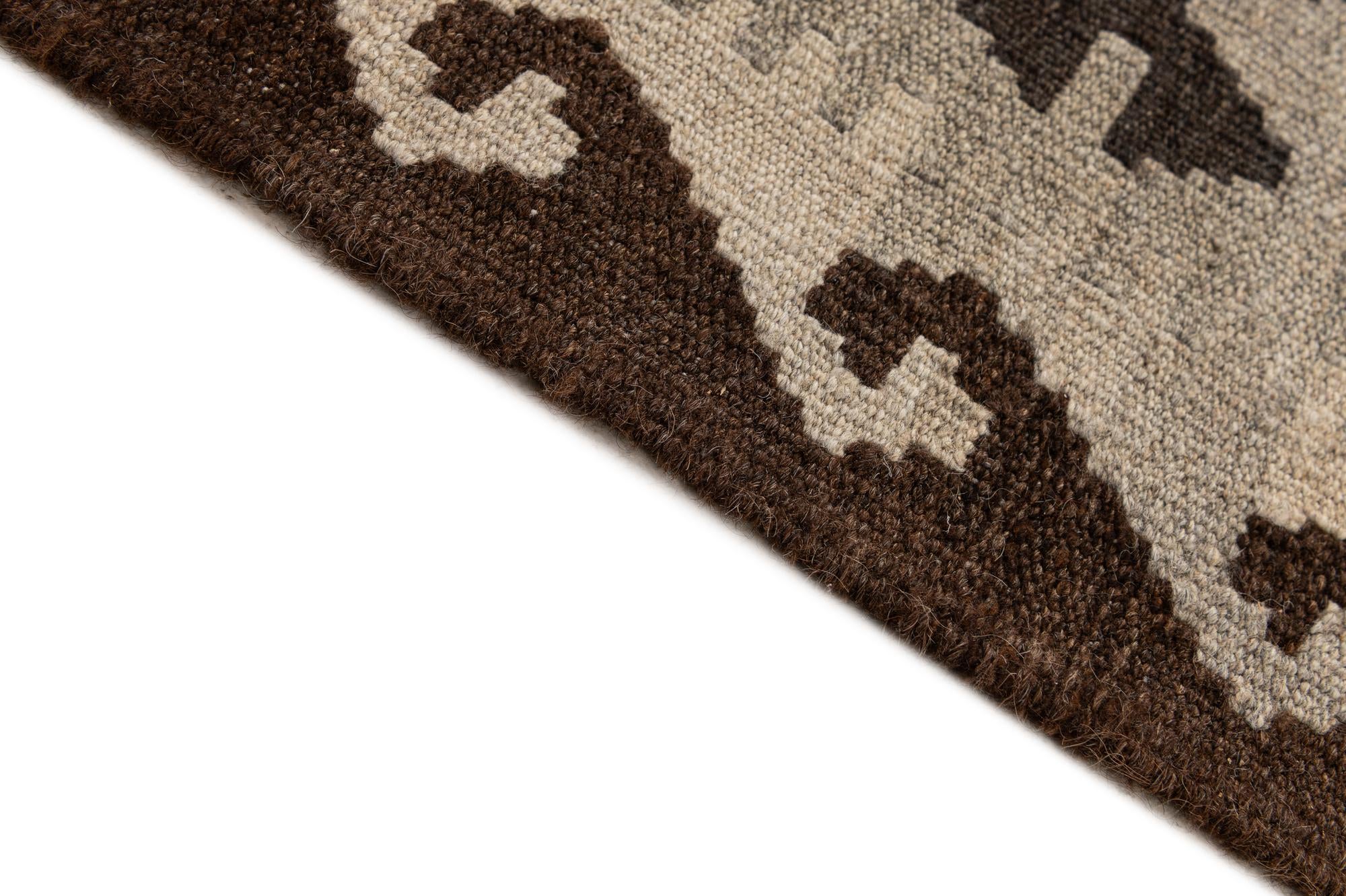 5' 2 x 6' 7 Hand Woven Kilim Maymana Wool Rug