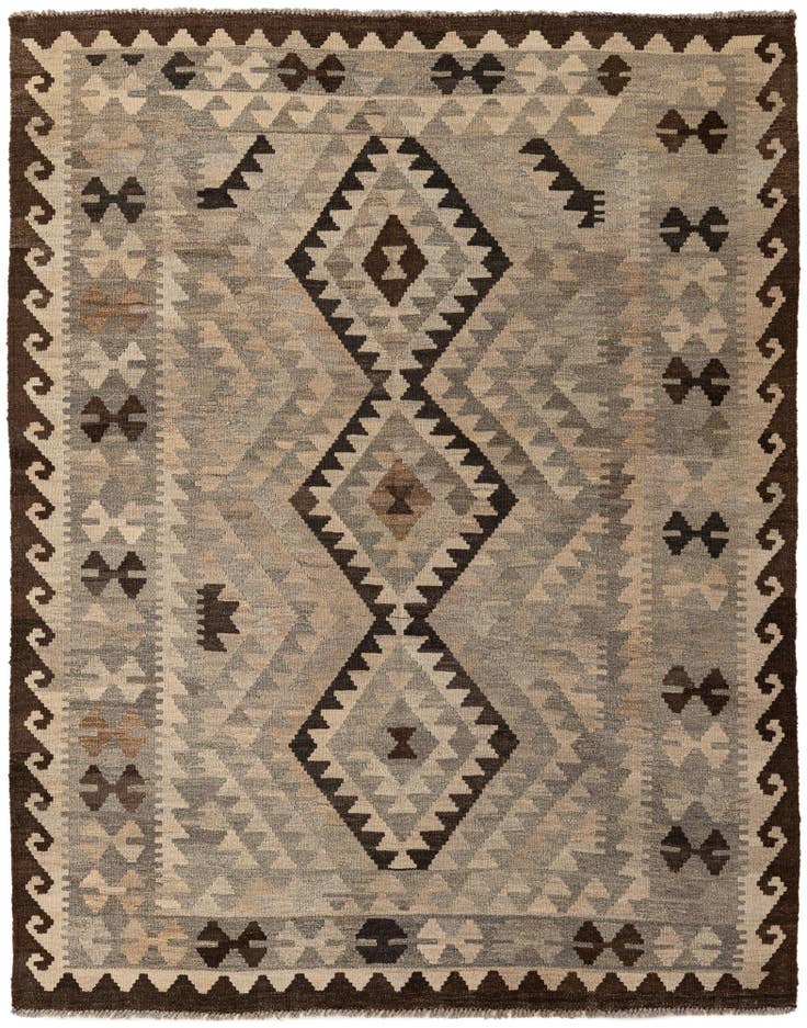 Detail image of 5' 2 x 6' 7 Hand Woven Kilim Maymana Wool Rug