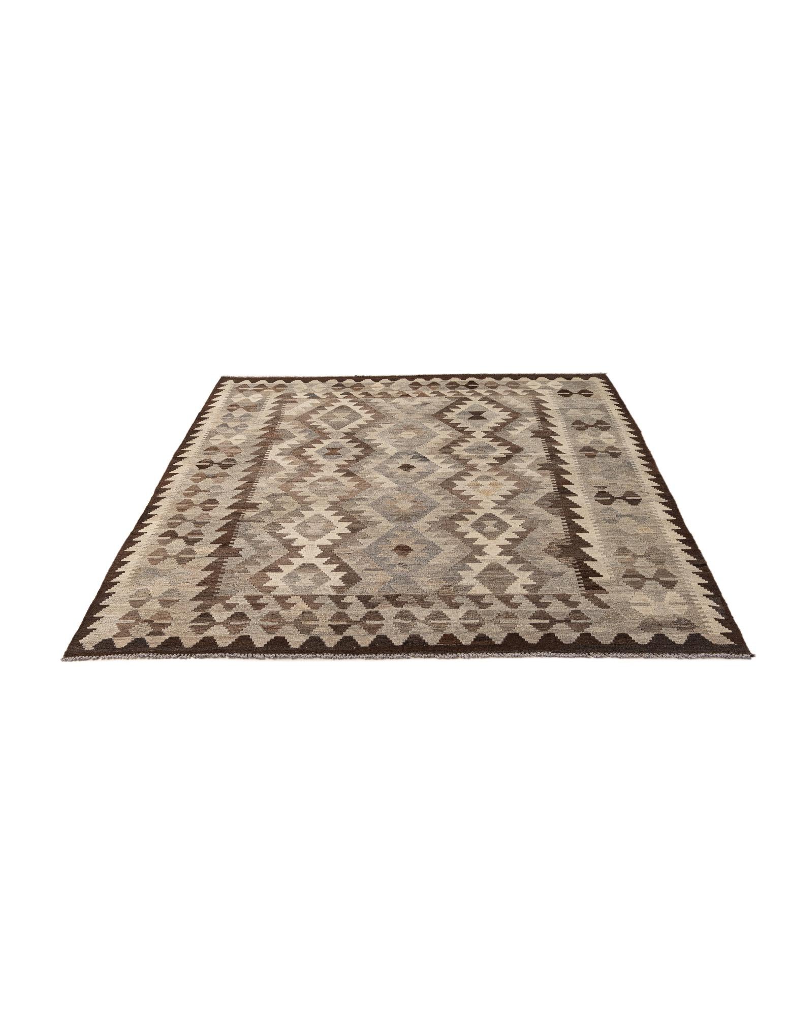 5' 3 x 6' 6 Hand Woven Kilim Maymana Wool Rug