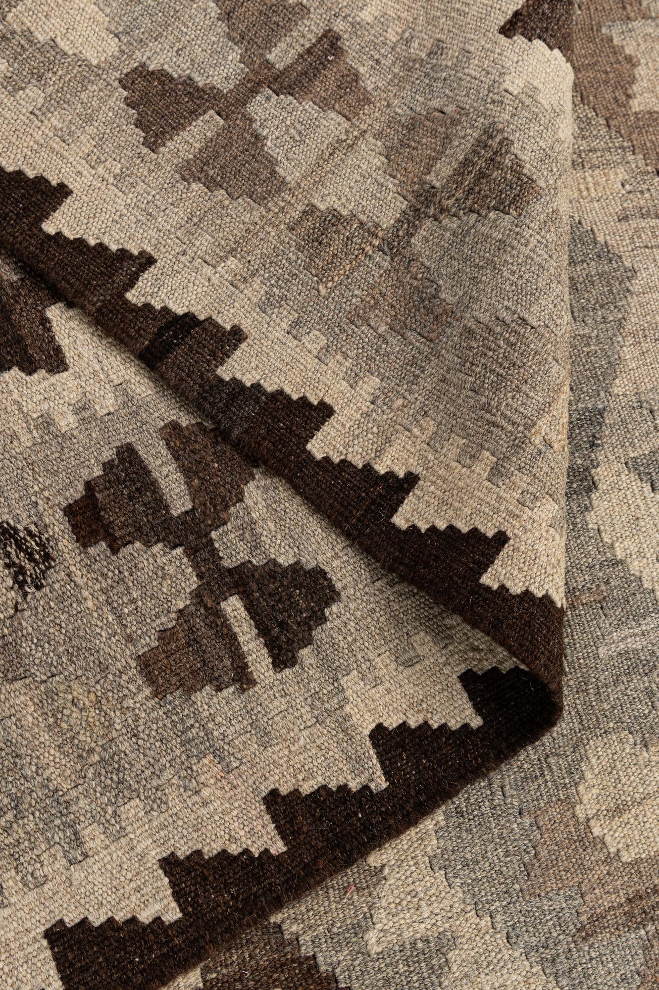 5' 3 x 6' 6 Hand Woven Kilim Maymana Wool Rug