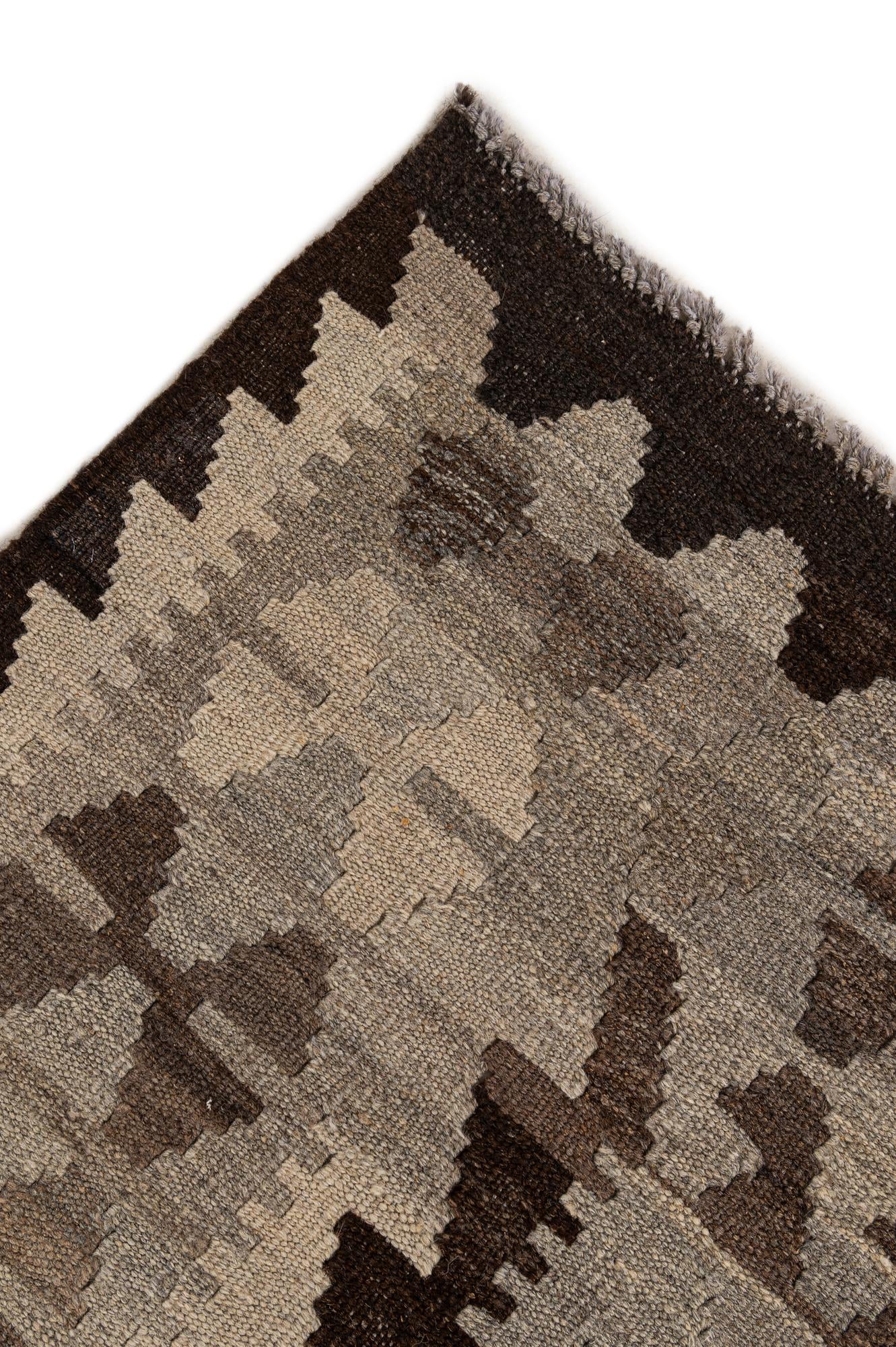 5' 3 x 6' 6 Hand Woven Kilim Maymana Wool Rug