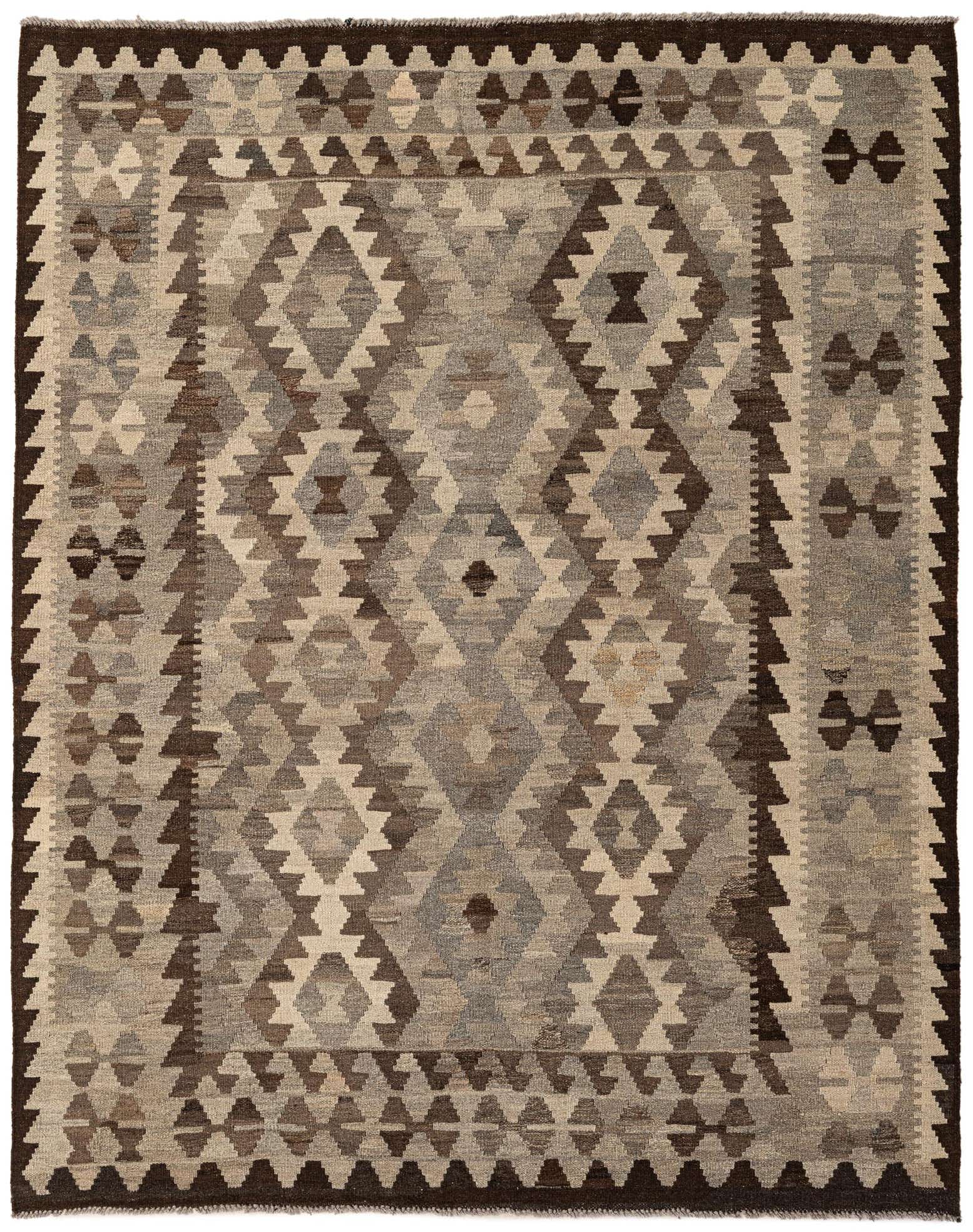 5' 3 x 6' 6 Hand Woven Kilim Maymana Wool Rug
