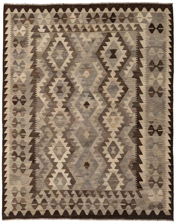 5' 3 x 6' 6 Hand Woven Kilim Maymana Wool Rug