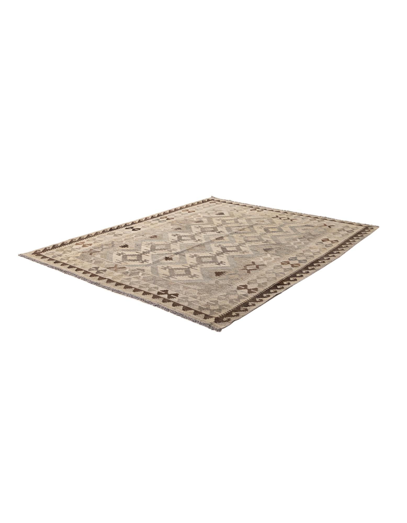 5' 3 x 6' 6 Hand Woven Kilim Maymana Wool Rug