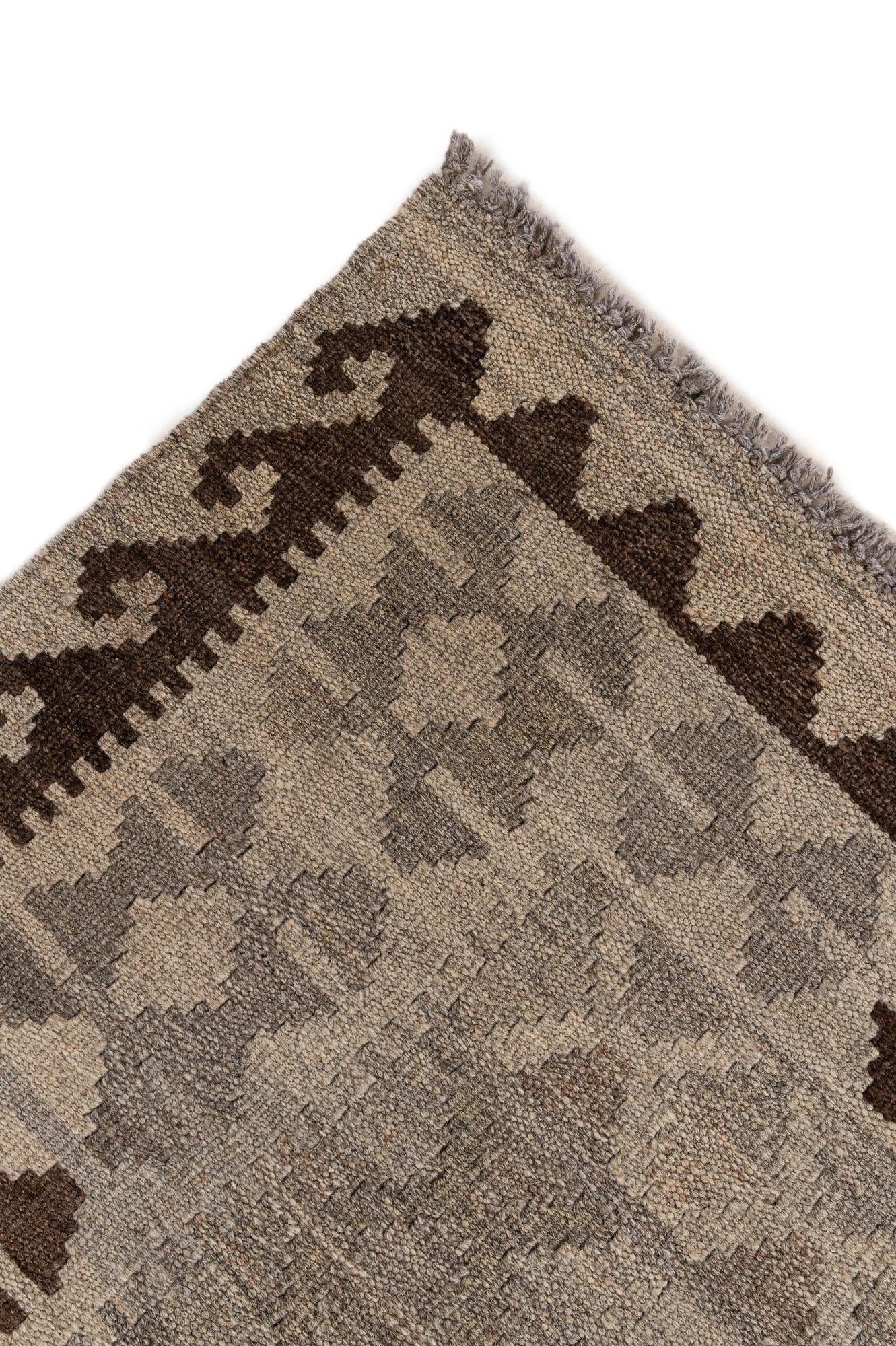 5' 3 x 6' 6 Hand Woven Kilim Maymana Wool Rug