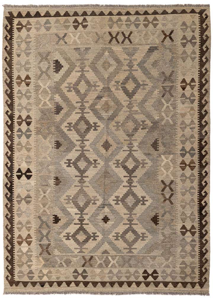5' 3 x 6' 6 Hand Woven Kilim Maymana Wool Rug