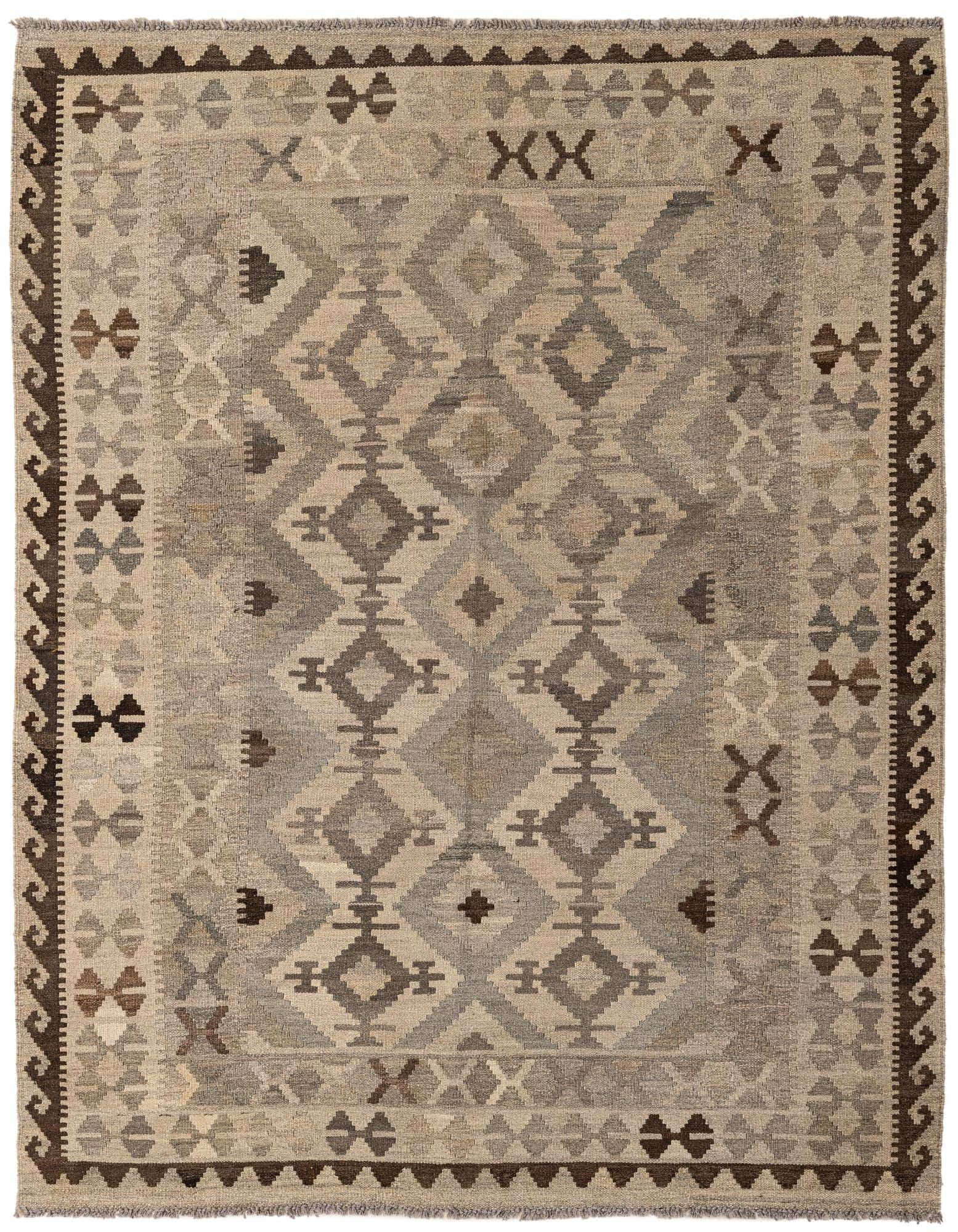 5' 3 x 6' 6 Hand Woven Kilim Maymana Wool Rug