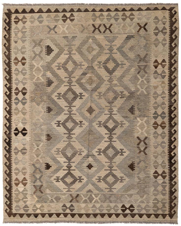 Detail image of 5' 3 x 6' 6 Hand Woven Kilim Maymana Wool Rug