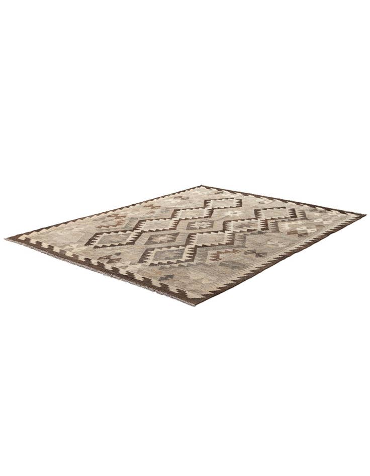 Detail image of 5' 1 x 6' 8 Hand Woven Kilim Maymana Wool Rug