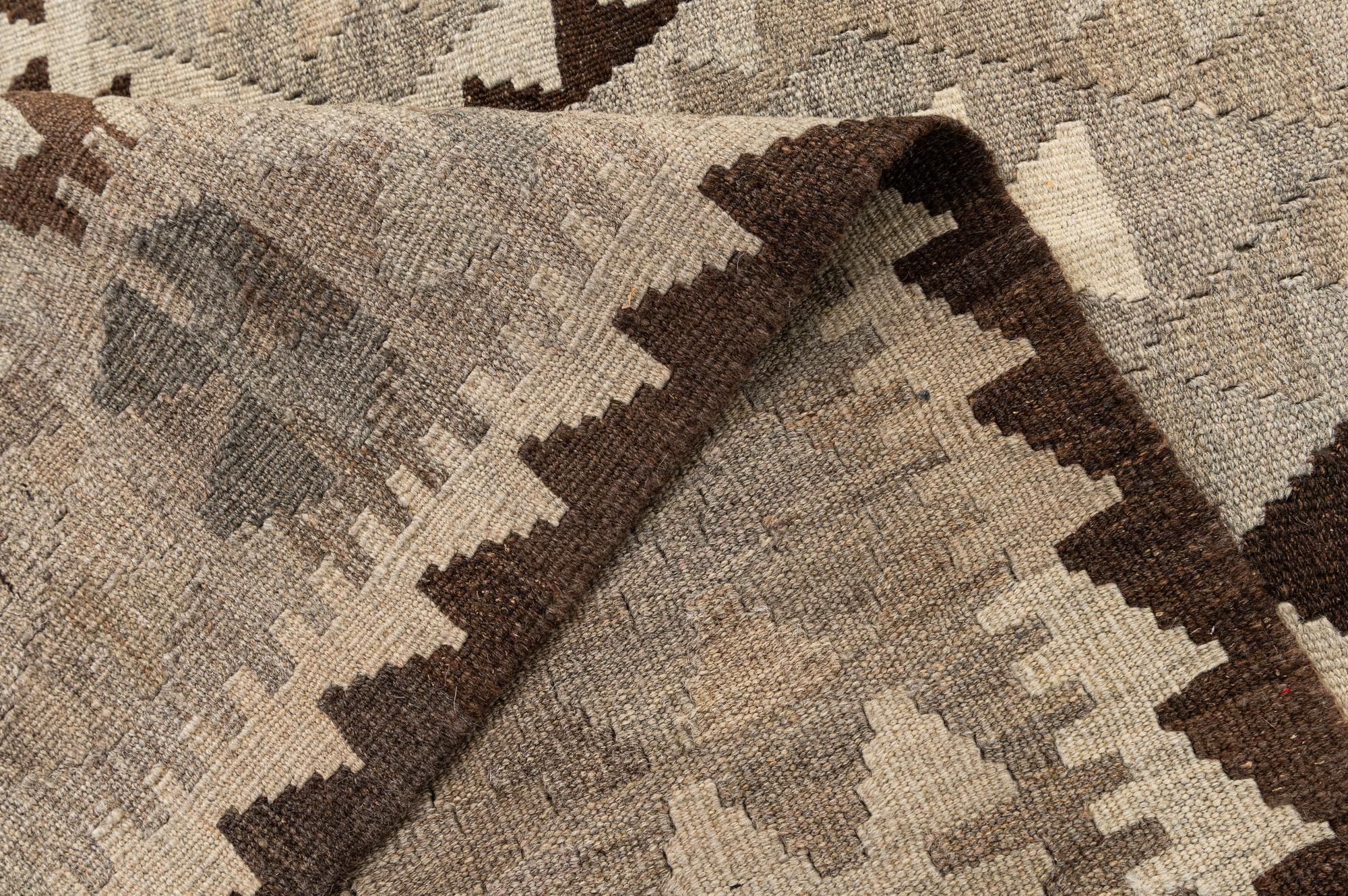 5' 1 x 6' 8 Hand Woven Kilim Maymana Wool Rug