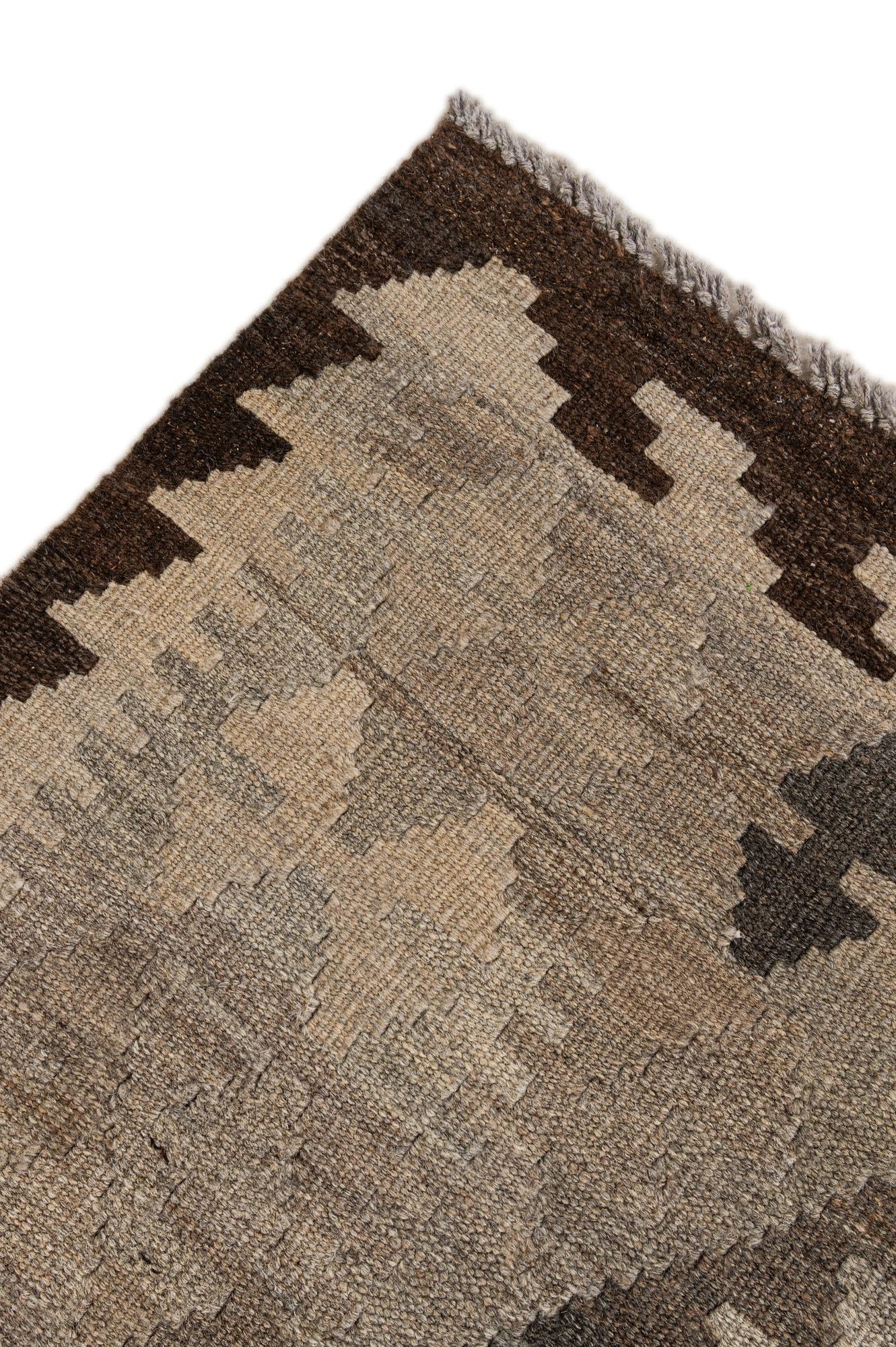 5' 1 x 6' 8 Hand Woven Kilim Maymana Wool Rug