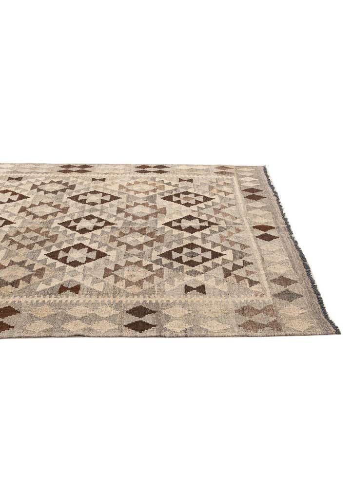 5' 3 x 6' 8 Hand Woven Kilim Maymana Wool Rug