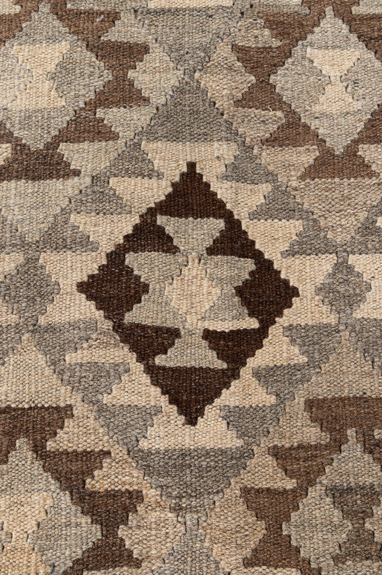5' 3 x 6' 8 Hand Woven Kilim Maymana Wool Rug
