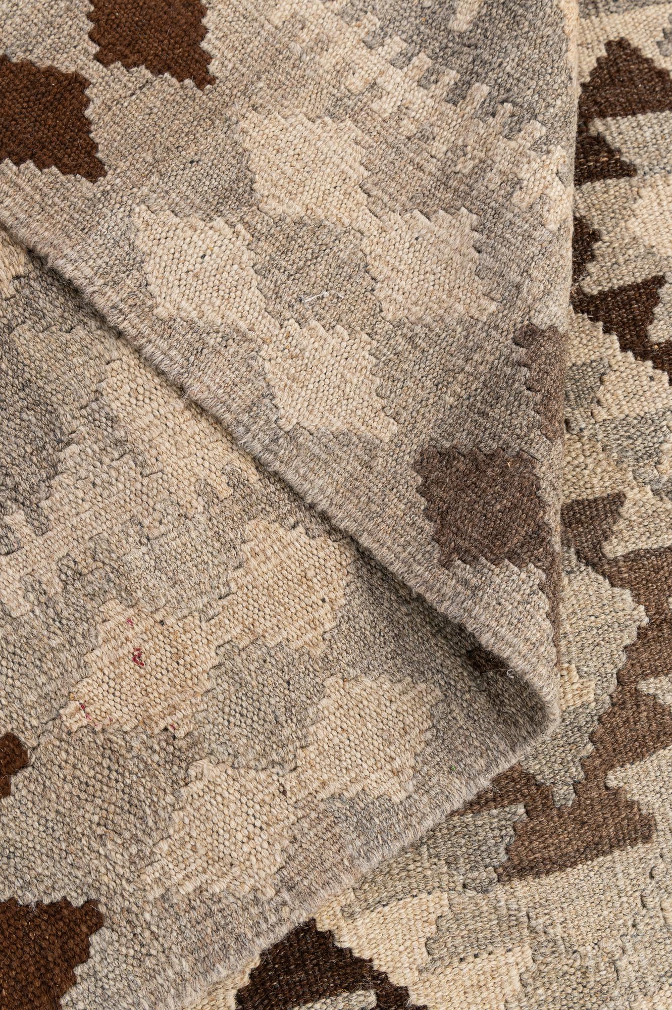 5' 3 x 6' 8 Hand Woven Kilim Maymana Wool Rug