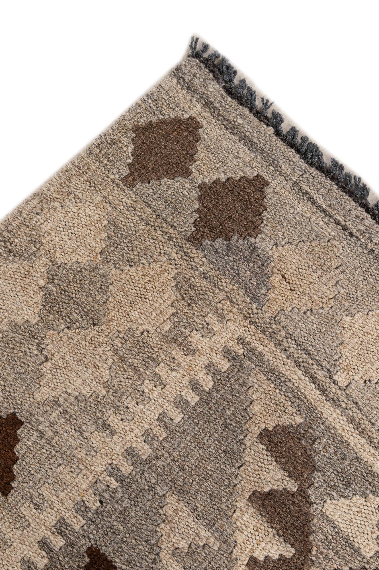 5' 3 x 6' 8 Hand Woven Kilim Maymana Wool Rug
