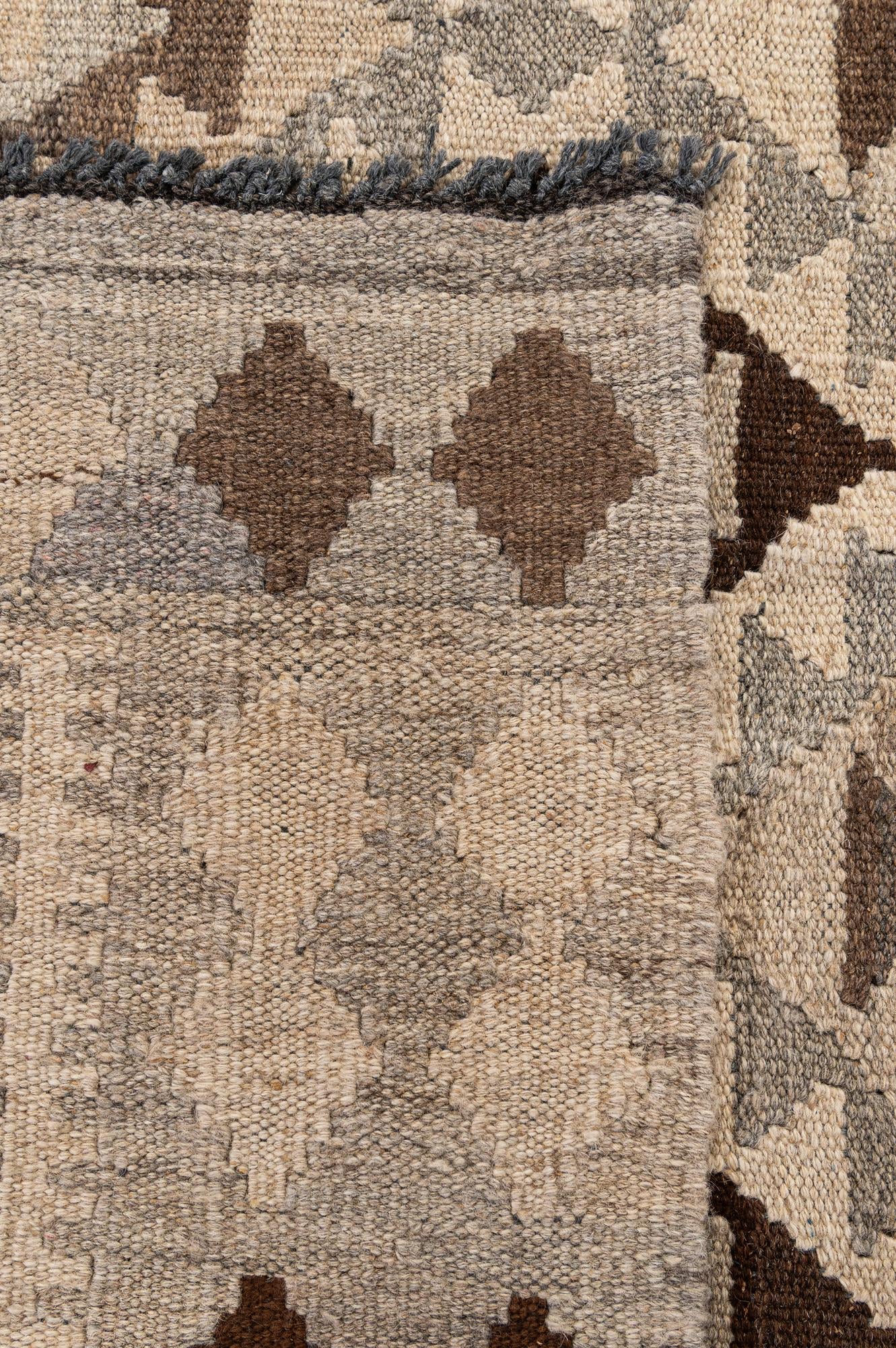 5' 3 x 6' 8 Hand Woven Kilim Maymana Wool Rug
