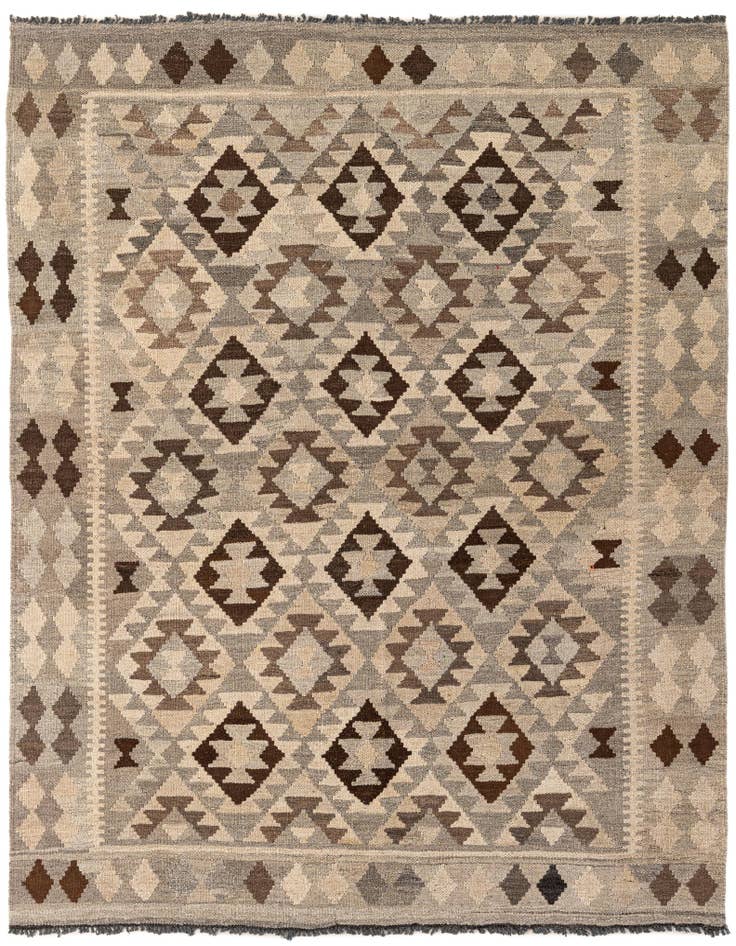 Detail image of 5' 3 x 6' 8 Hand Woven Kilim Maymana Wool Rug