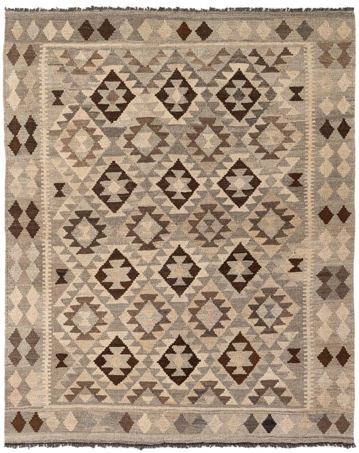 Detail image of 5' 3 x 6' 8 Hand Woven Kilim Maymana Wool Rug