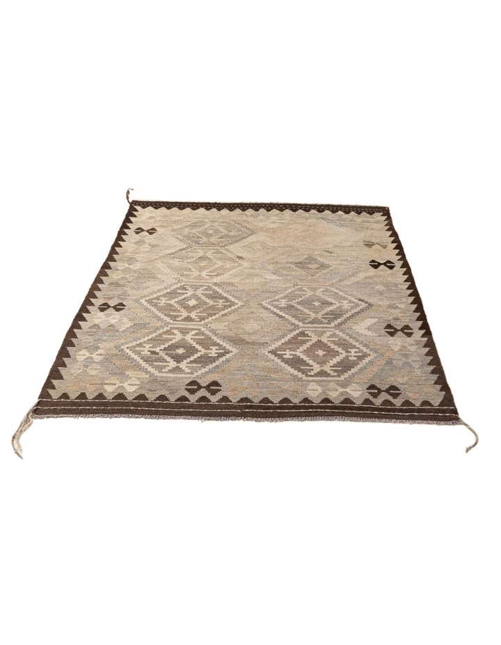5' x 6' 9 Hand Woven Kilim Maymana Wool Rug