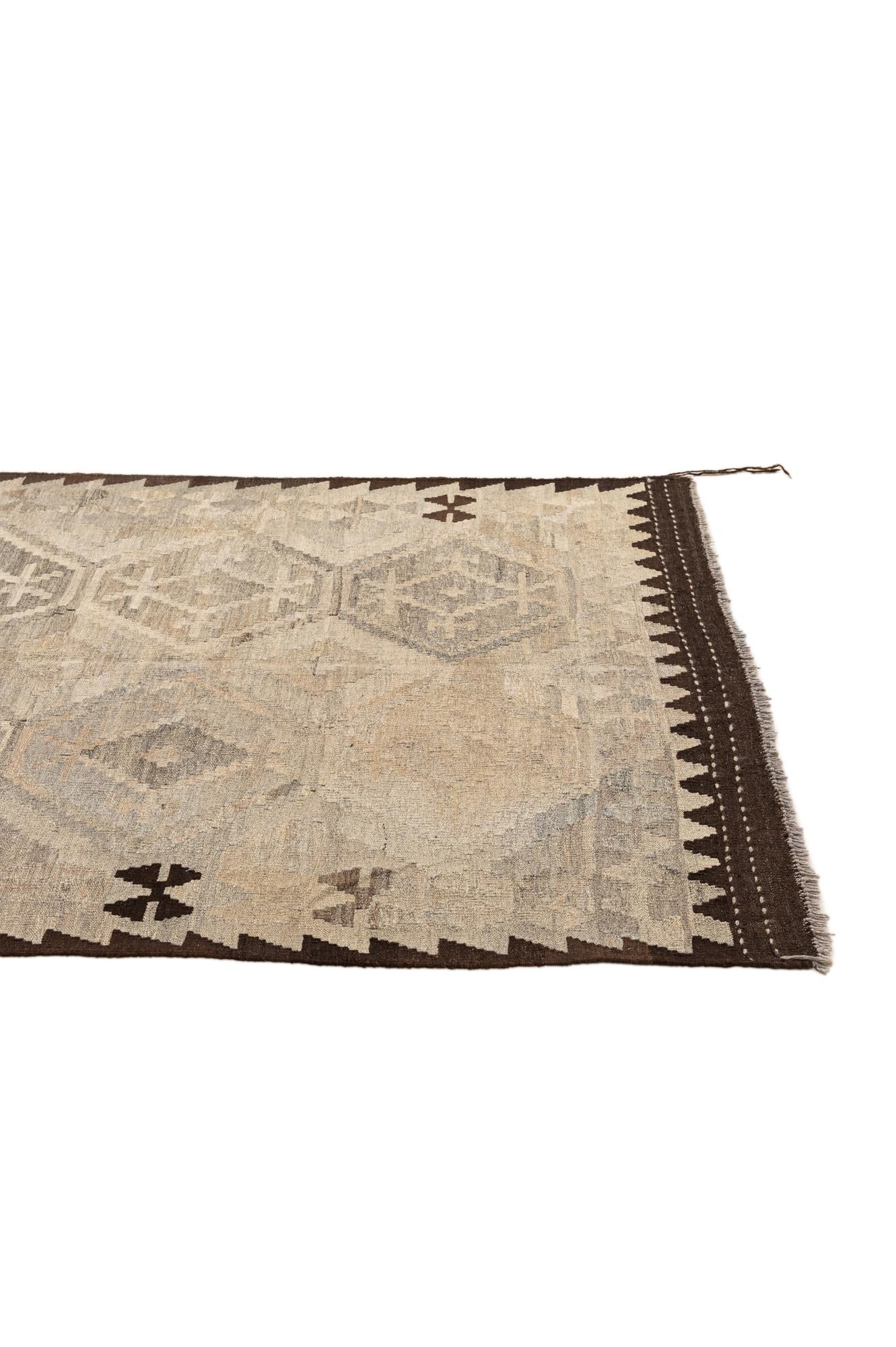 5' x 6' 9 Hand Woven Kilim Maymana Wool Rug